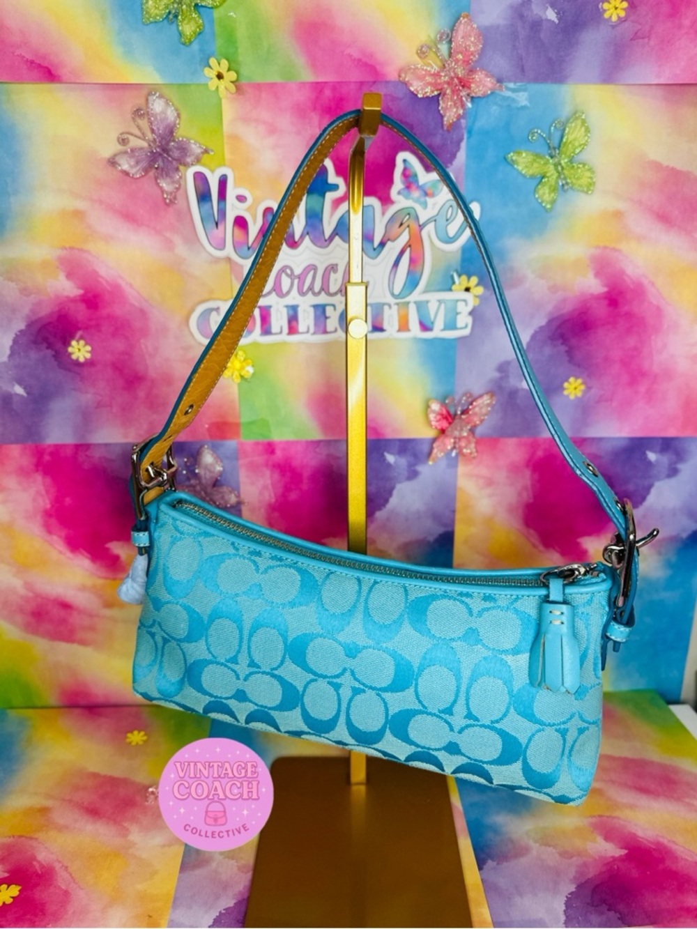 Coach ocean blue Demi east west baguette